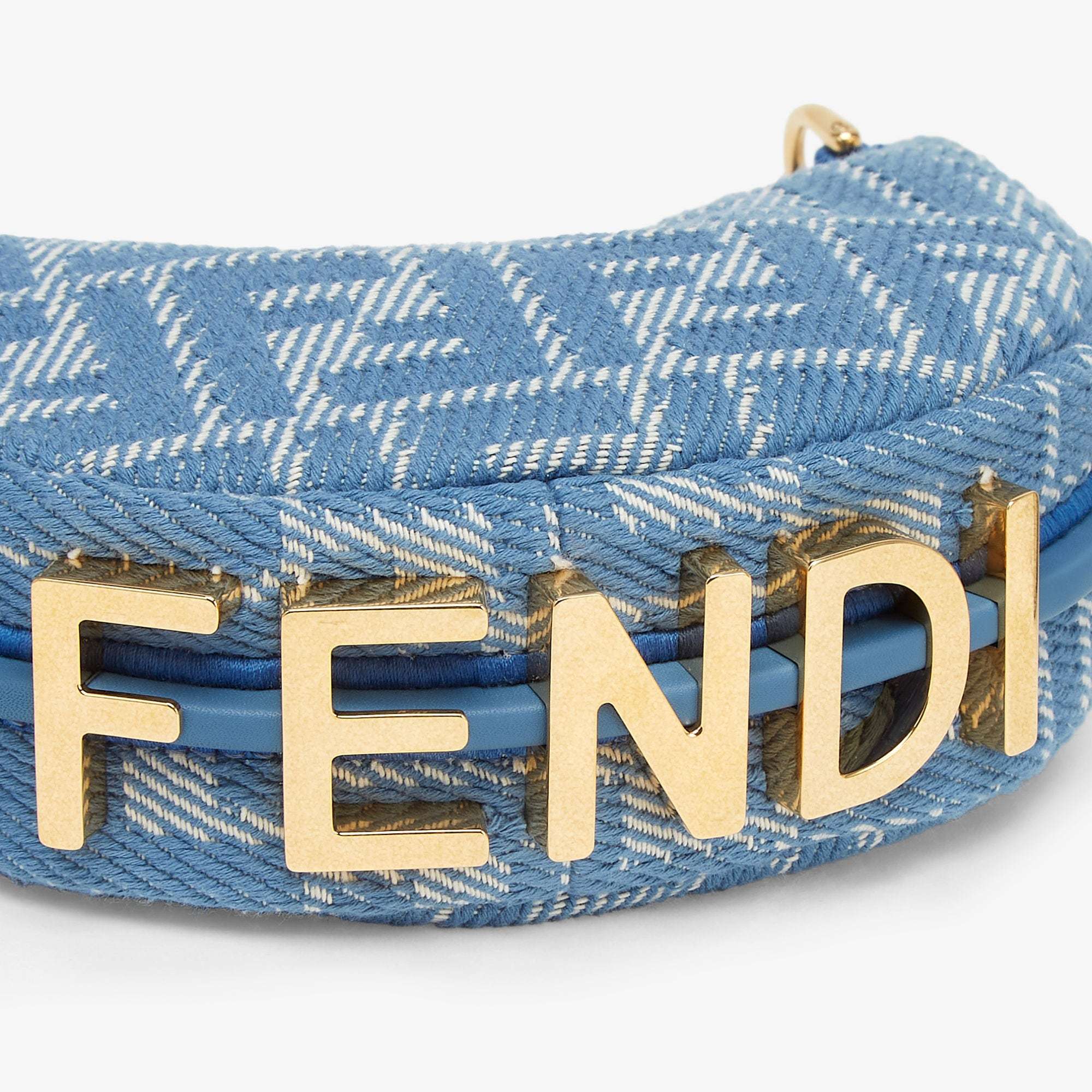FENDI BLUE DENIM-EFFECT FF JACQUARD CHARM