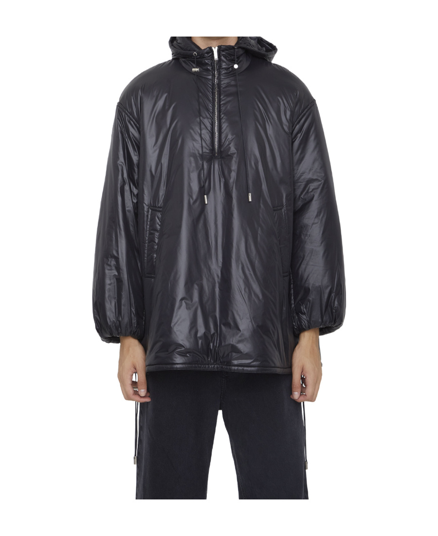 Saint Laurent Cassandre Oversized Hooded Coat In Black