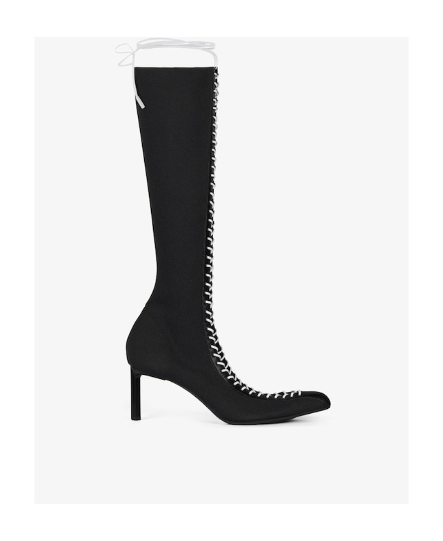 Givenchy Knee-high 70mm Lace-up Leather Boots In Black