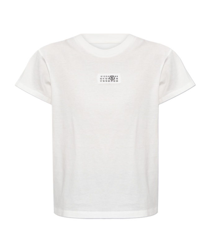 Mm6 Maison Margiela Numeric Cotton Jersey T-shirt In White