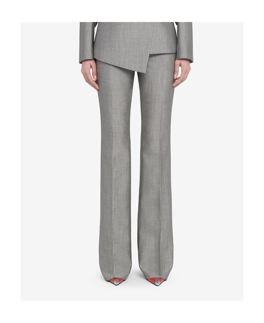 Alexander Mcqueen Wool-mohair Bootcut Trousers In Gray