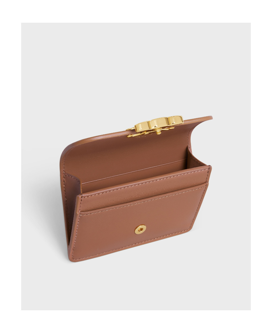 Celine Triomphe Card Bag In Brown