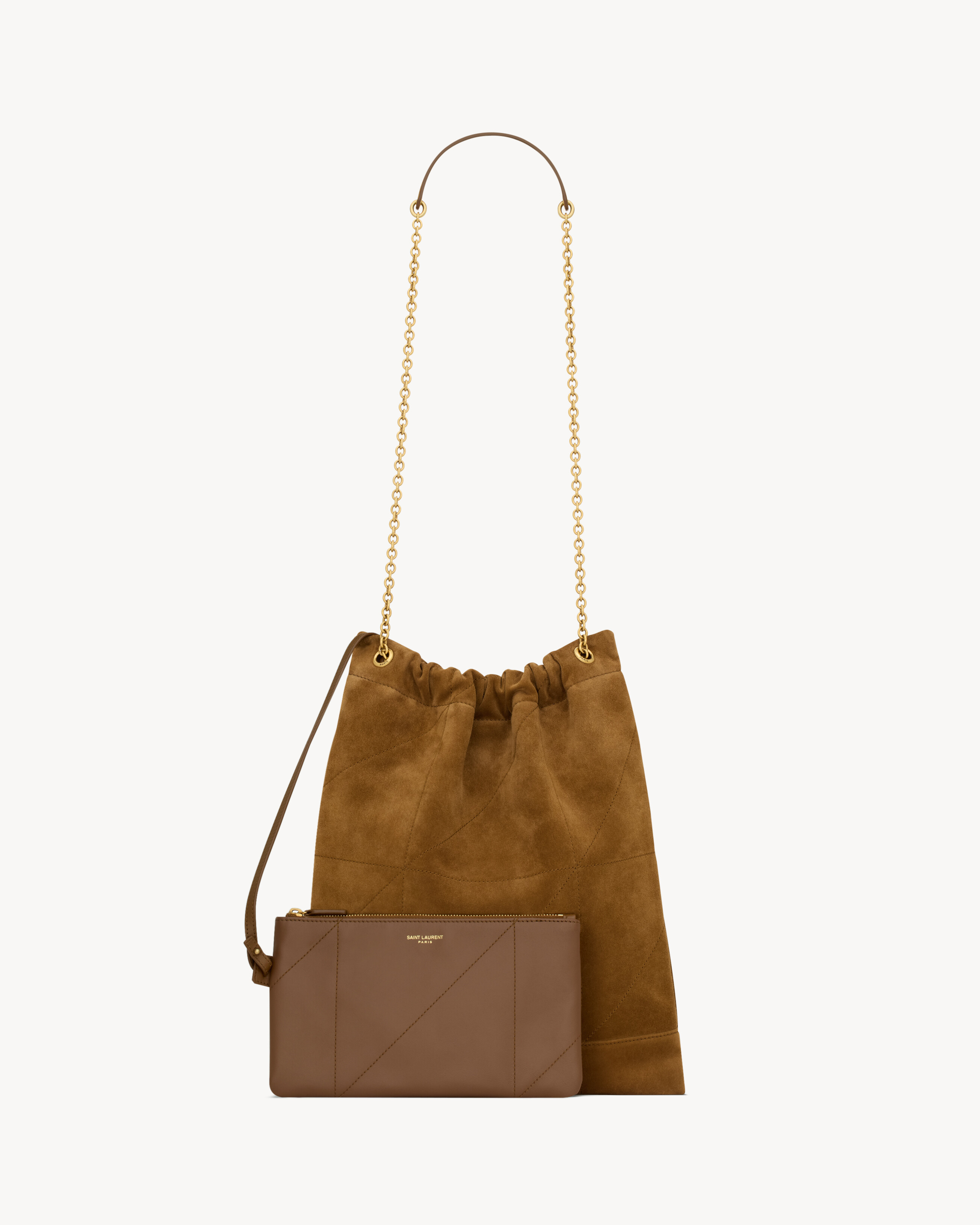 Saint Laurent Jamie Pochon Medium Shoulder Bag In Brown