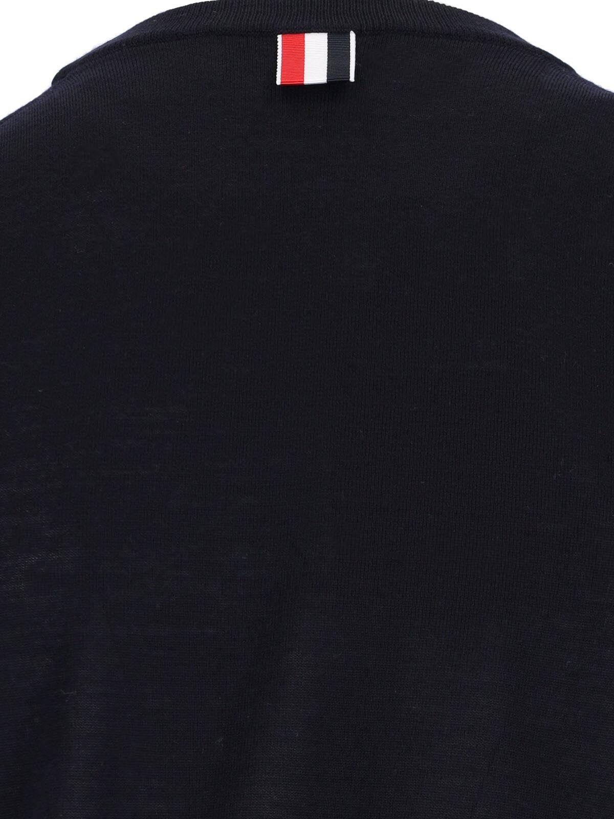 Thom Browne Ribbed Hem Crewneck Short Sleeves Striped Sleeve