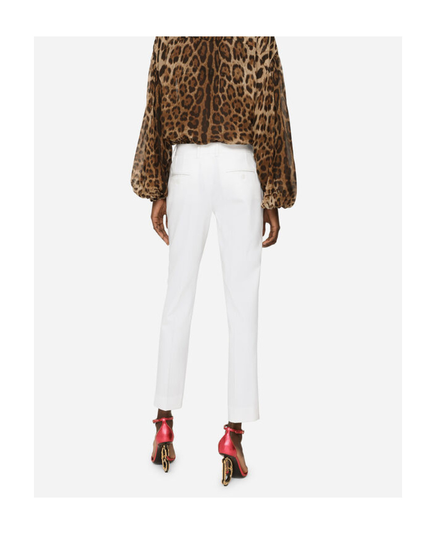 Dolce & Gabbana Silk Tailored Trousers In White