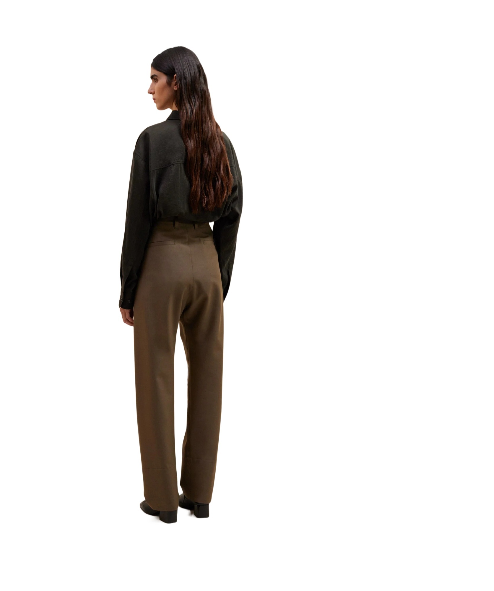Lemaire High-waist Straight-leg Tailored Trousers In Brown