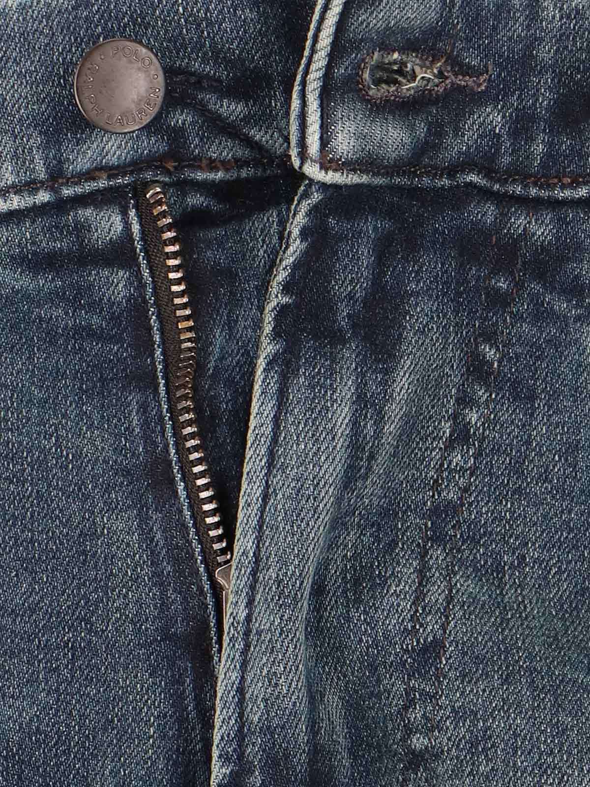 Polo Ralph Lauren Straight Trousers With Belt Loops And Faded Effect In Blue