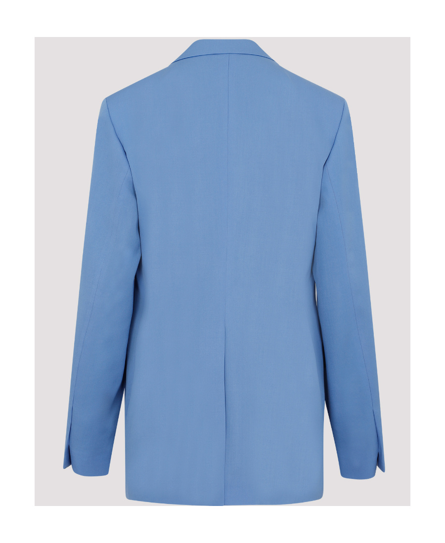 Dries Van Noten Double Breast Wool Jacket With Notch Lapel In Blue