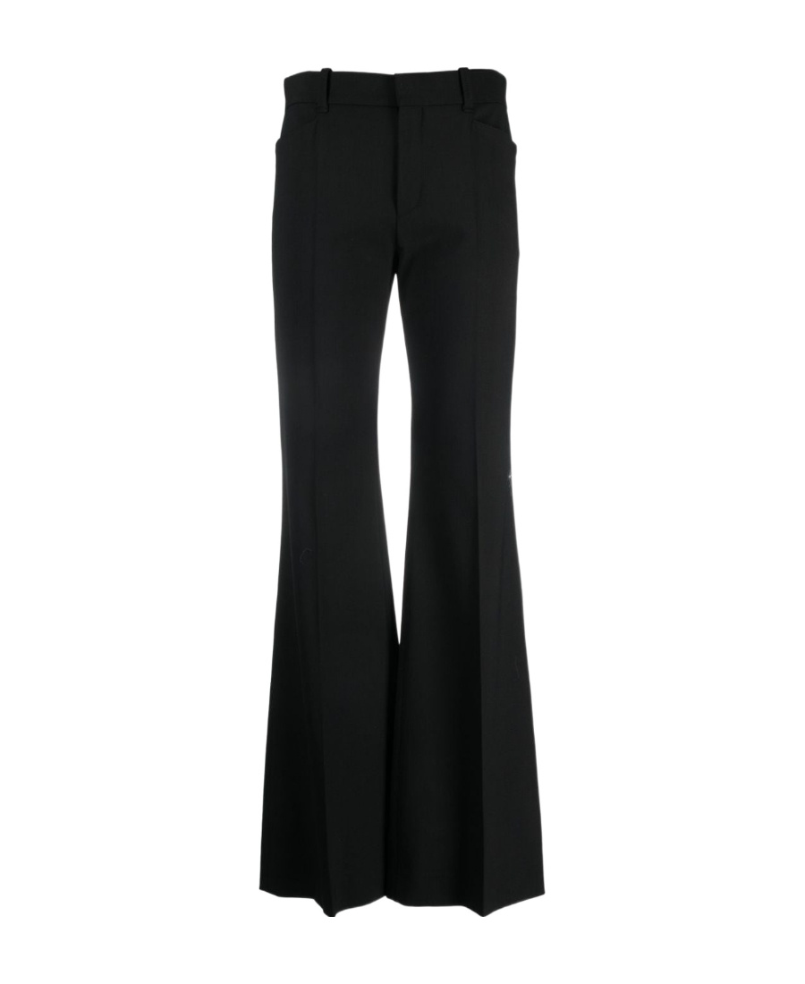Chloé Black Pants With High Waist And Wide Leg In Viscose Blend Stretch Woman In Black