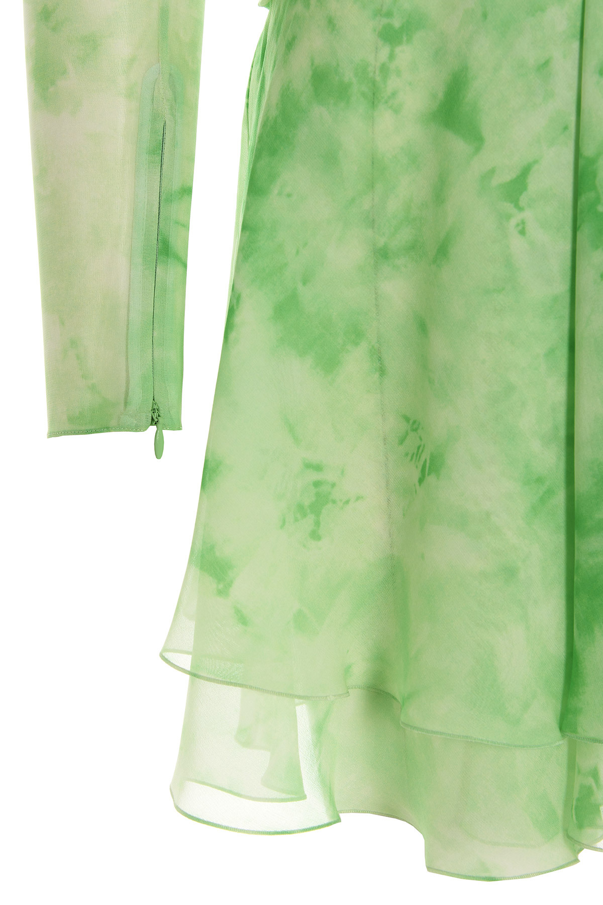 Alessandra Rich Gathered Crystal-embellished Printed Silk-georgette Mini Dress In Green