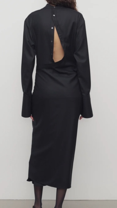 The Row Long Sleeve Dress In Black