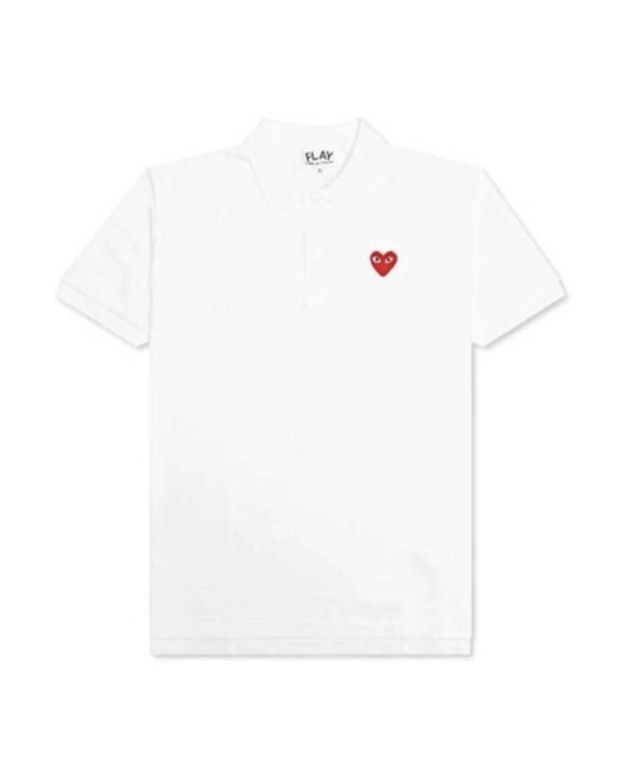 COMME DES GARÇONS COMME DES GARÇONS PLAY HEART LOGO EMBROIDERED SHORT-SLEEVED POLO SHIRT