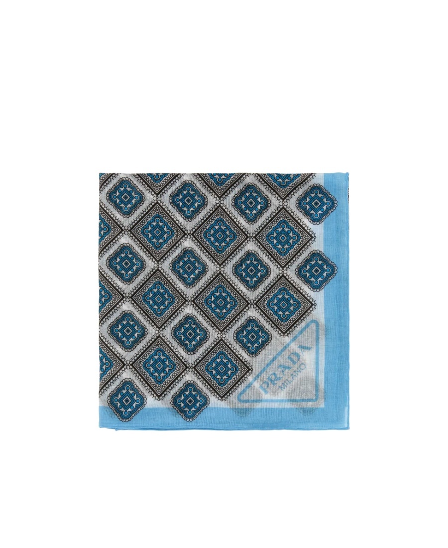 Shop Prada Logo Scarf In Gray