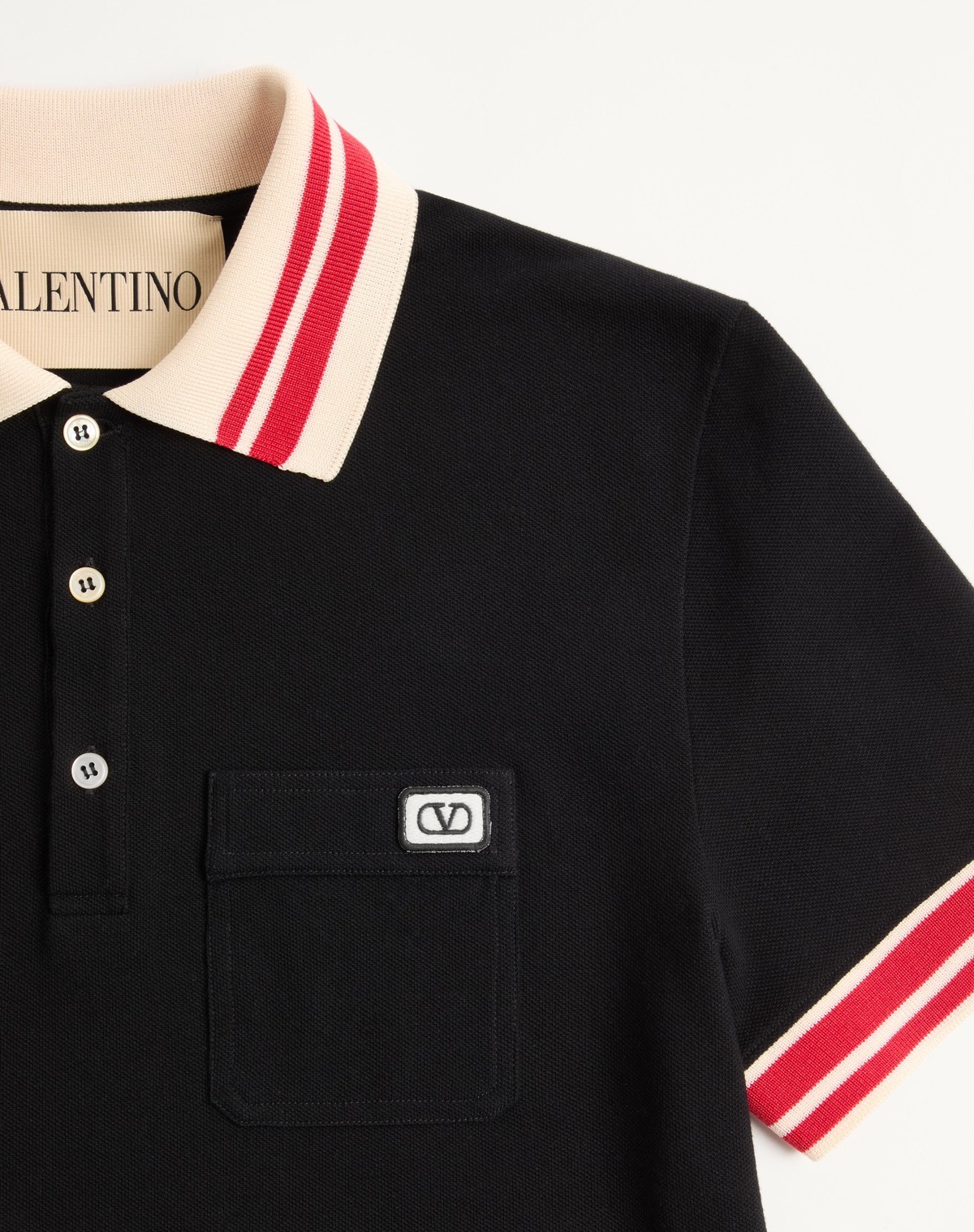 Valentino Vlogo Signature Cotton Polo Shirt In Black