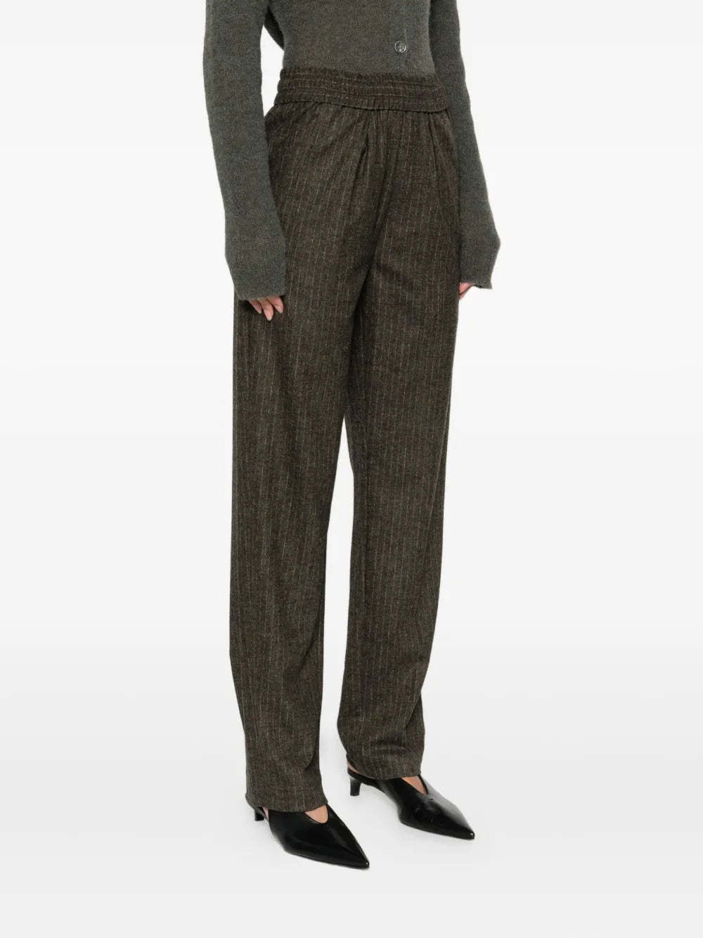 Isabel Marant Pinstripe Elastic-waist Tailored Trousers In Brown