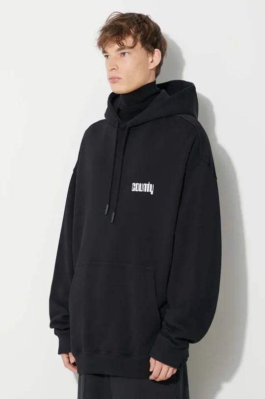 Marcelo Burlon County Of Milan Long-sleeved Hooded Sweater In Black