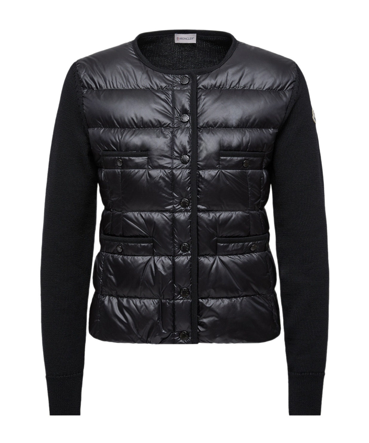 Moncler Padded Wool Cardigan In Black