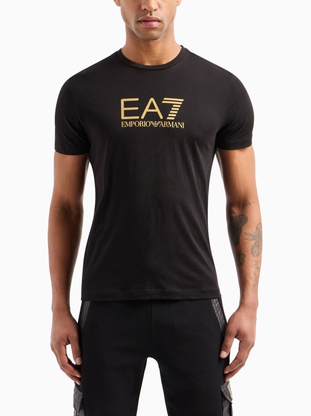 Emporio Armani Logo-print Cotton T-shirt In Black