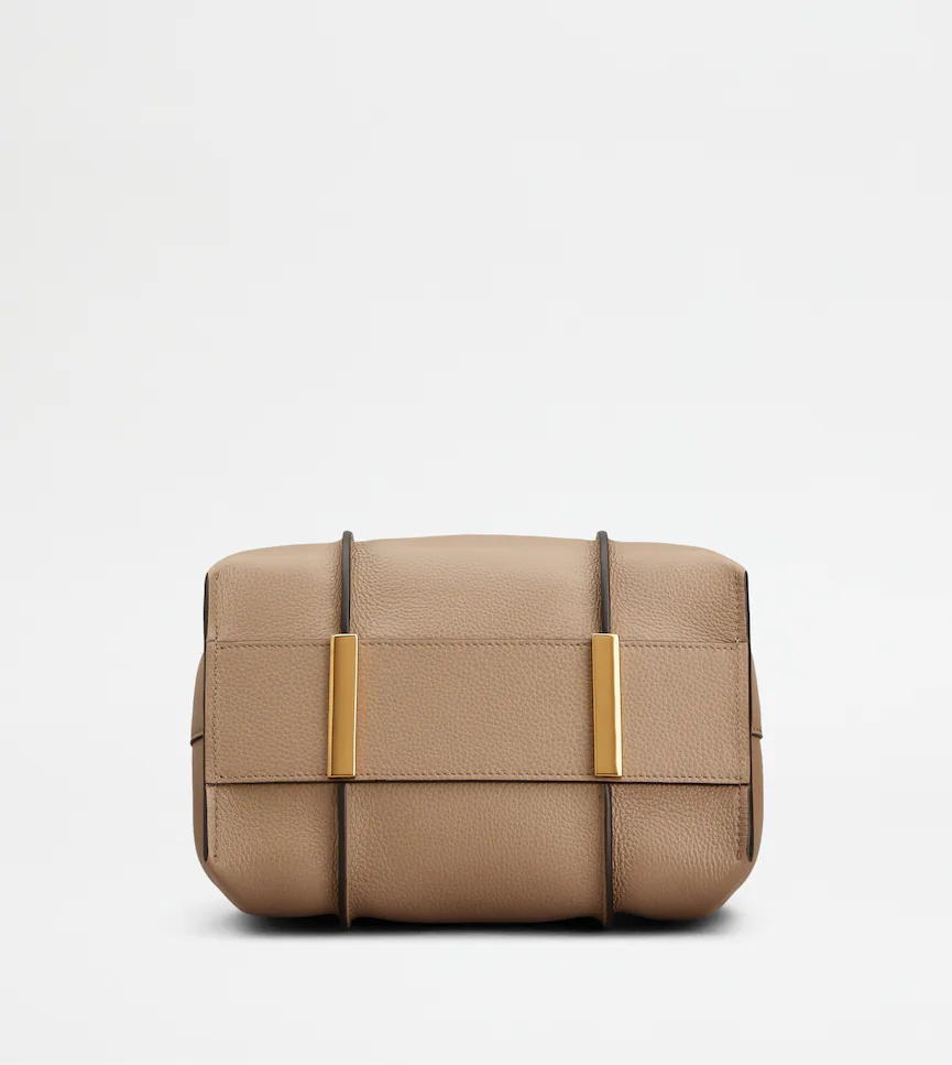 Tod's T Timeless Mini Leather Shoulder Bag In Sand
