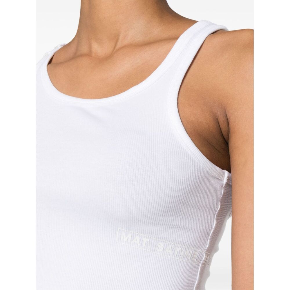 Mm6 Maison Margiela Ribbed Cropped Tank Top In White