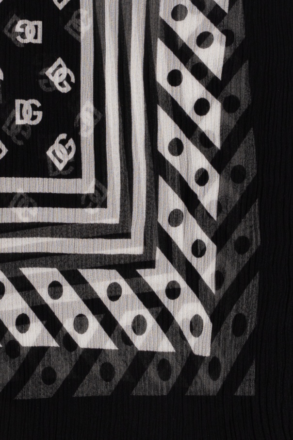 Dolce & Gabbana Logo-print Silk Scarf In Black