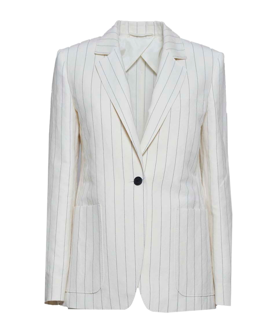 Shop Max Mara Striped Single-breasted Jacket In White