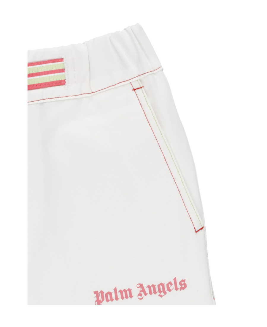 Palm Angels Kids Logo Printed Track Pants In White