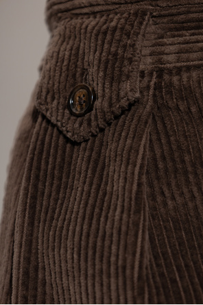 Dolce & Gabbana Pleated Corduroy Regular Trousers In Brown