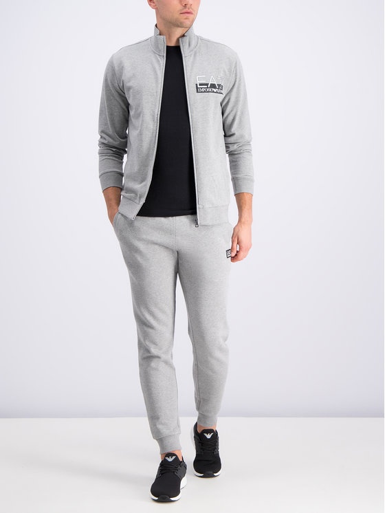 Ea7 Logo Collar Casual Jacket In Gray