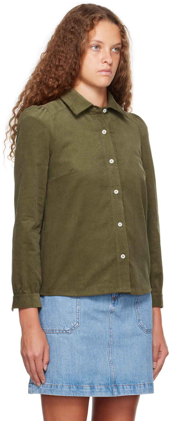 Apc Margot Corduroy Shirt In Green