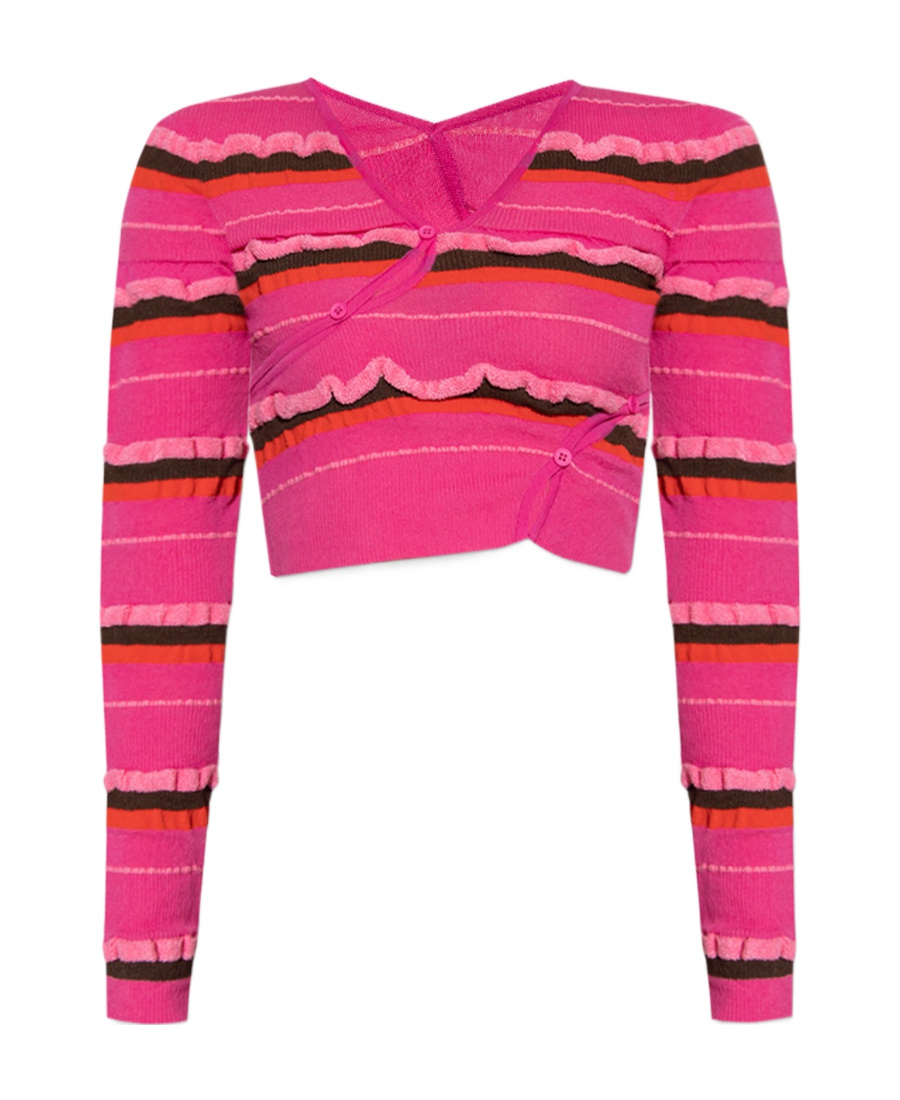 Jacquemus Striped Cropped Top In Pink