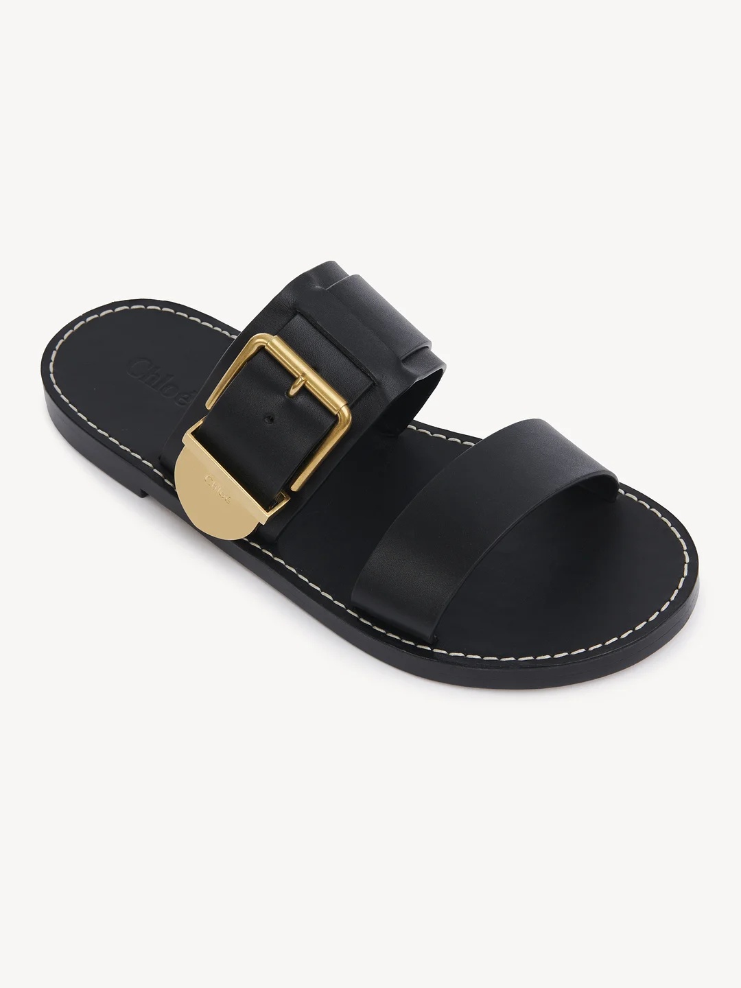 Chloé Leather Sandals With Open Toe And Buckle Detail In Black