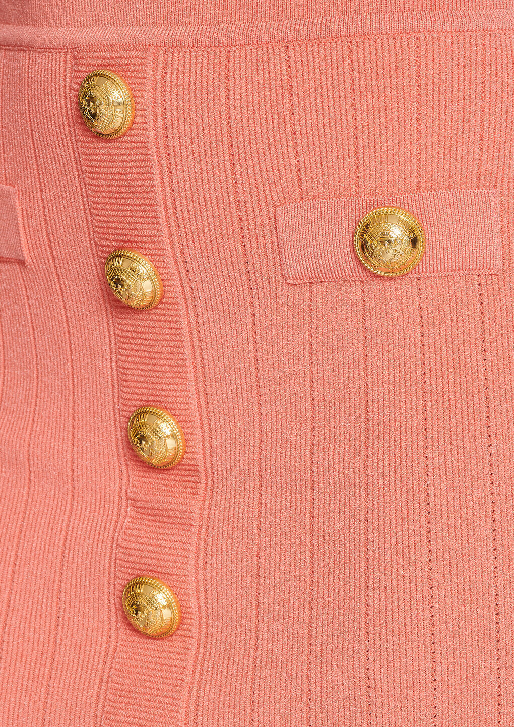 Balmain Logo Button Knit Skirt In Pink
