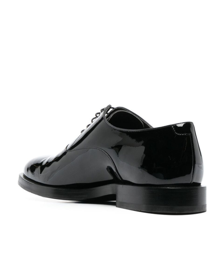 Shop Brunello Cucinelli Patent-leather Laced Oxford Shoes In Black