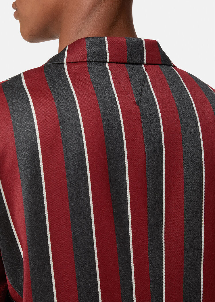 Versace Regimental Stripes-print Single-breasted Blazer In Black
