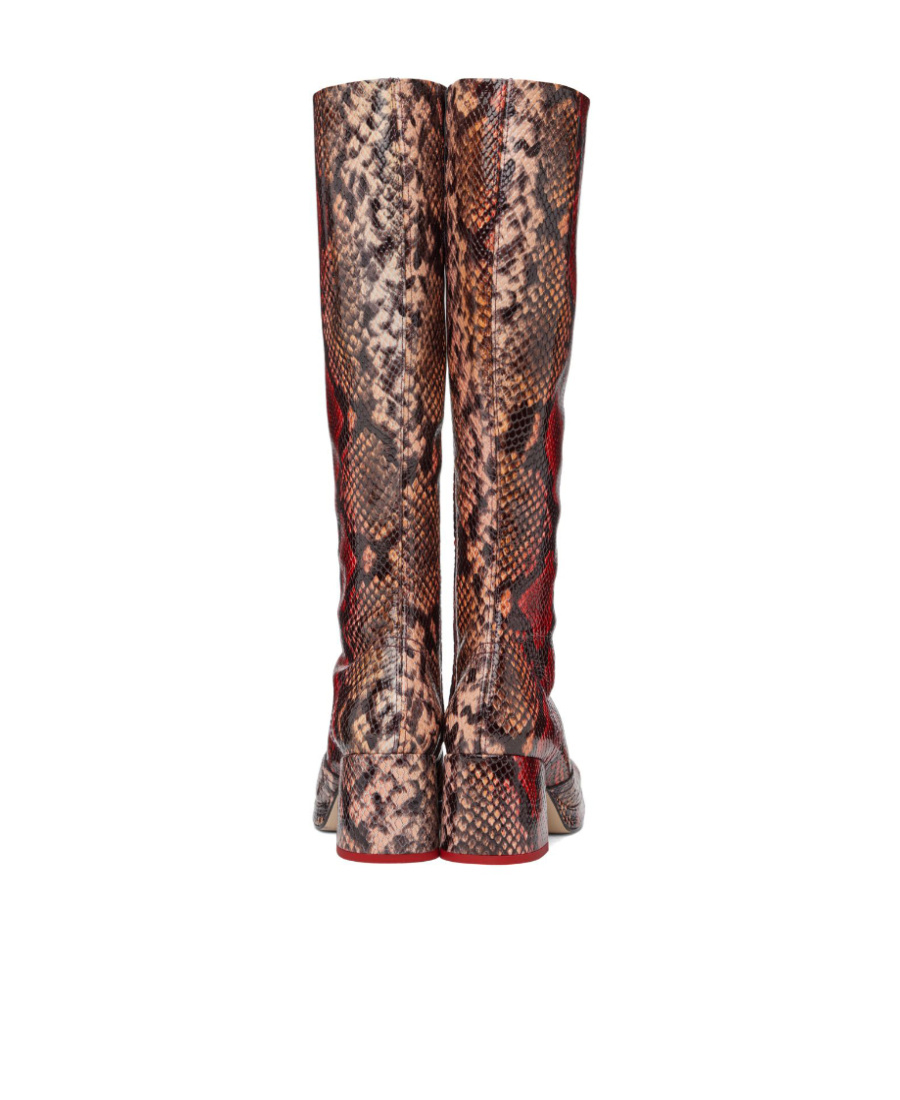 Shop Miista Serpentine Embossed Boots In Brown