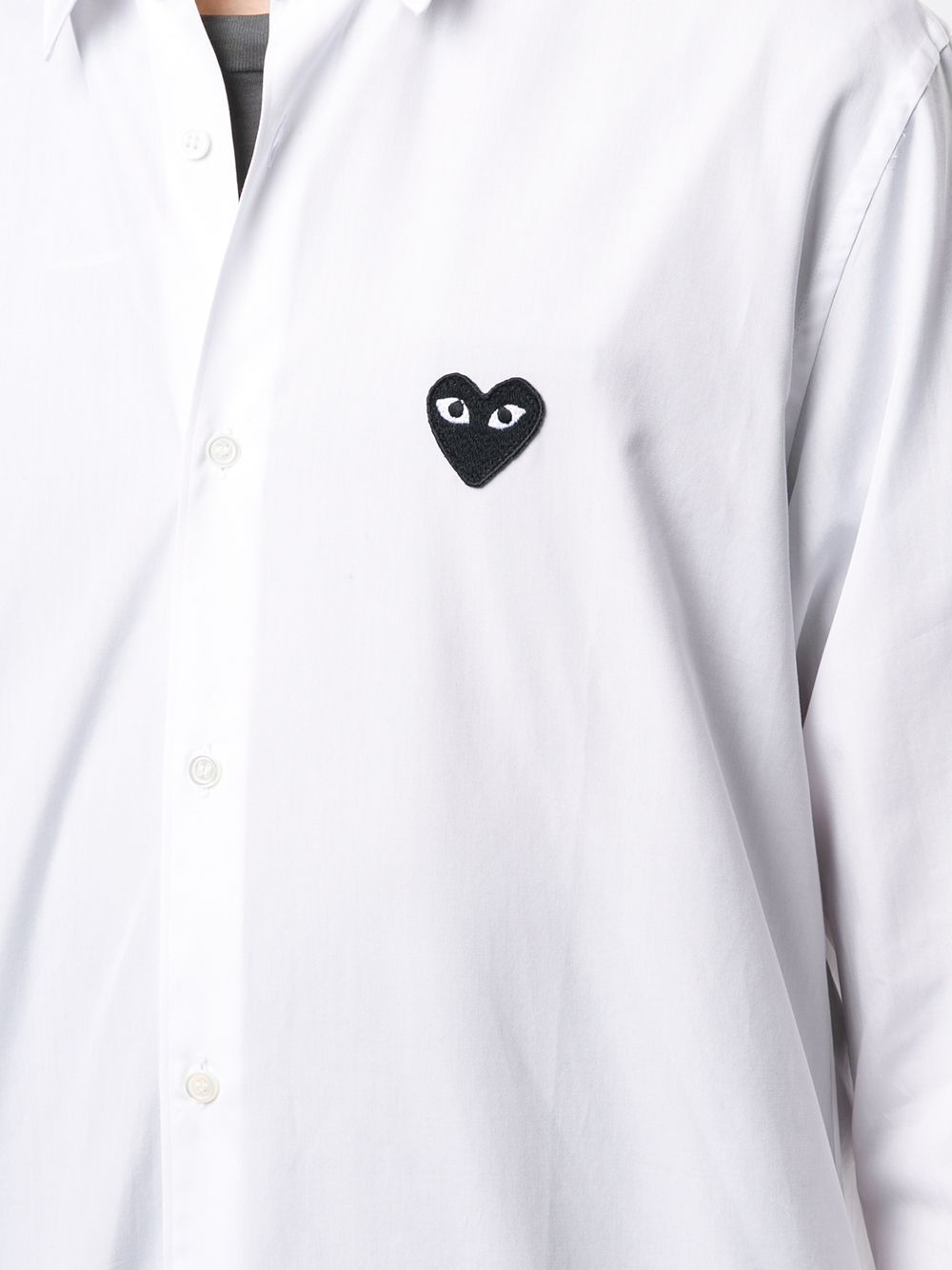Comme Des Garçons Play Embroidered Logo Shirt In White