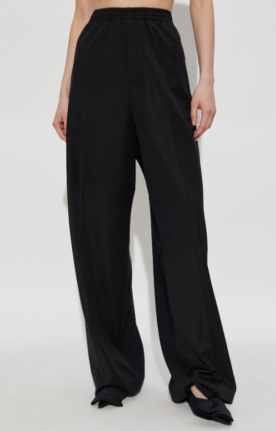 Balenciaga Elastic Waist Casual Pants In Black