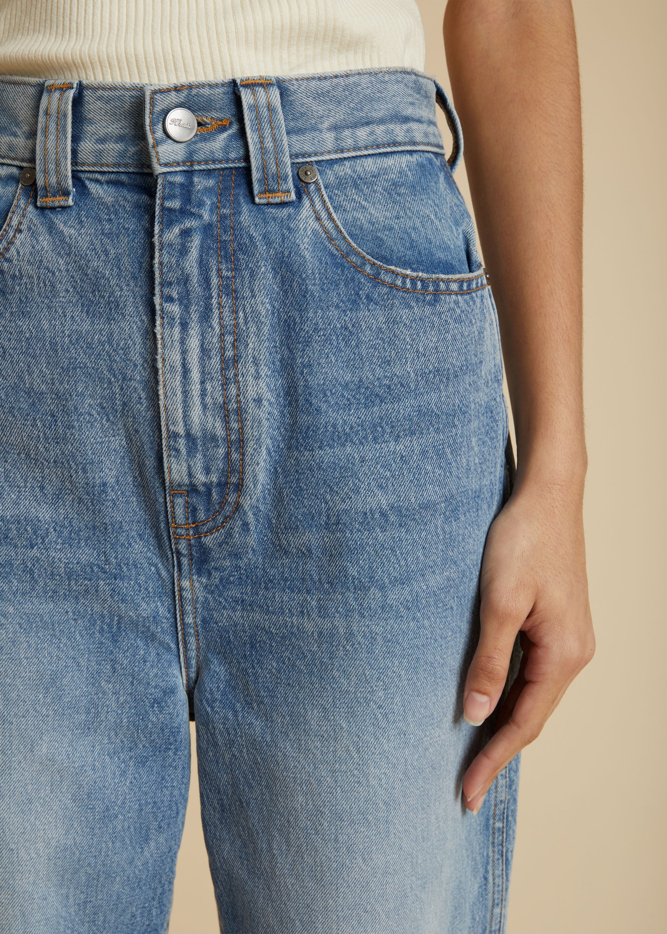 Khaite Albi High-rise Tapered Jeans In Blue