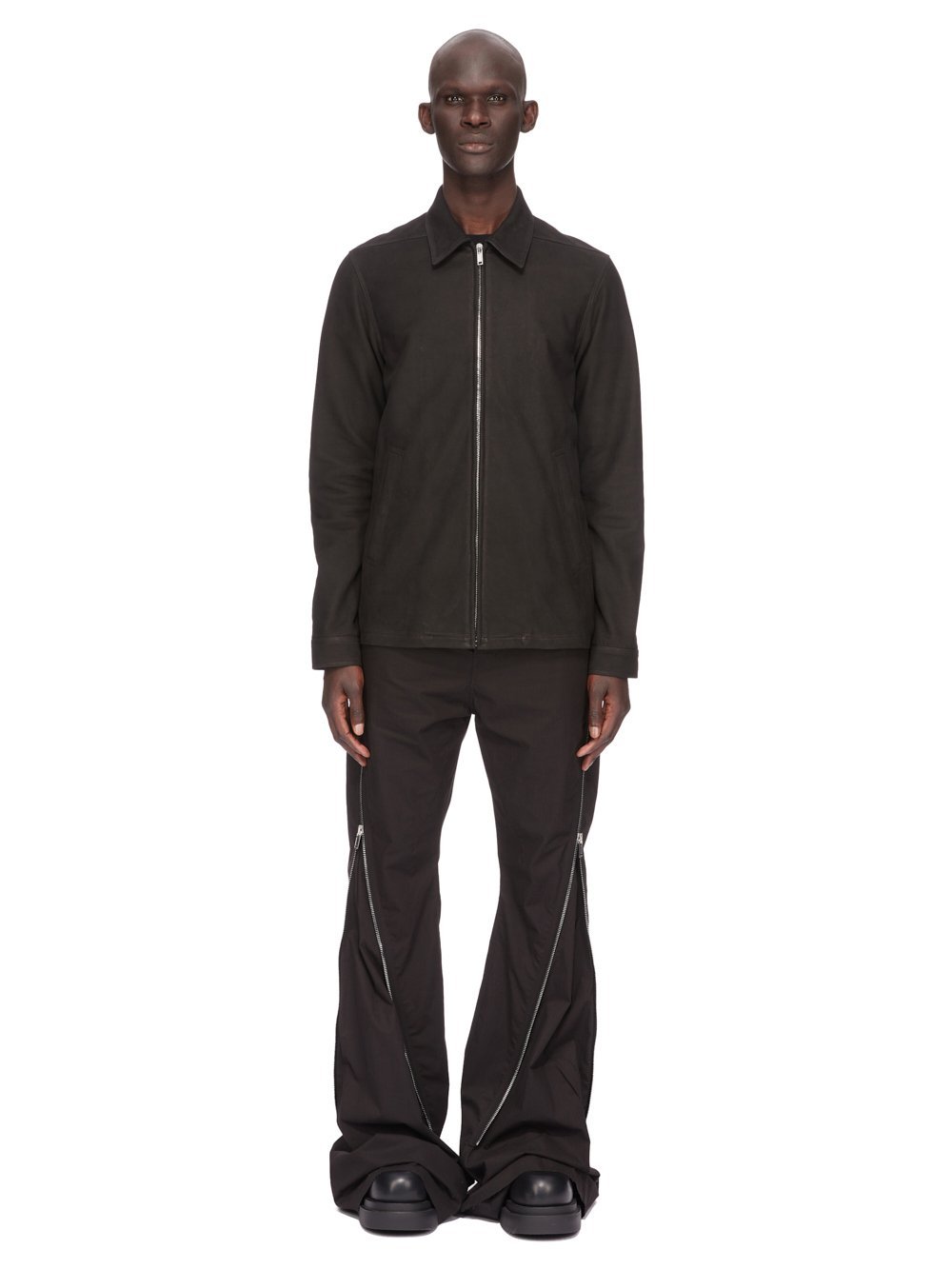 Rick Owens Brad Zipped Suede Jacket In Black