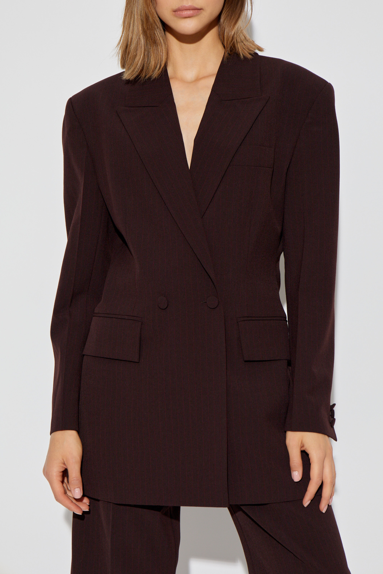 Shop Aeron Blazer With Striped Pattern Design In Black