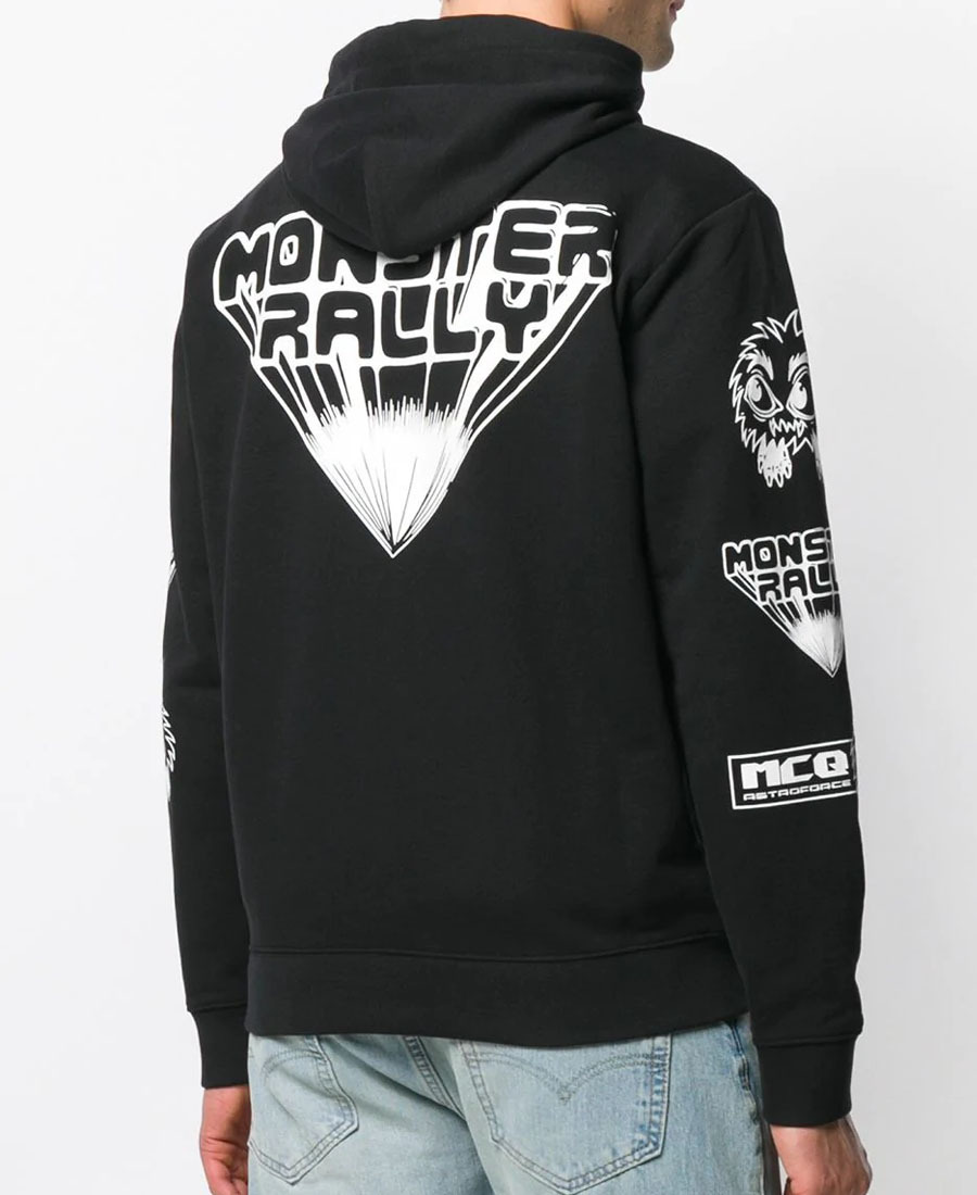 Mcq By Alexander Mcqueen Pattern Printed Hooded Sweater In Black