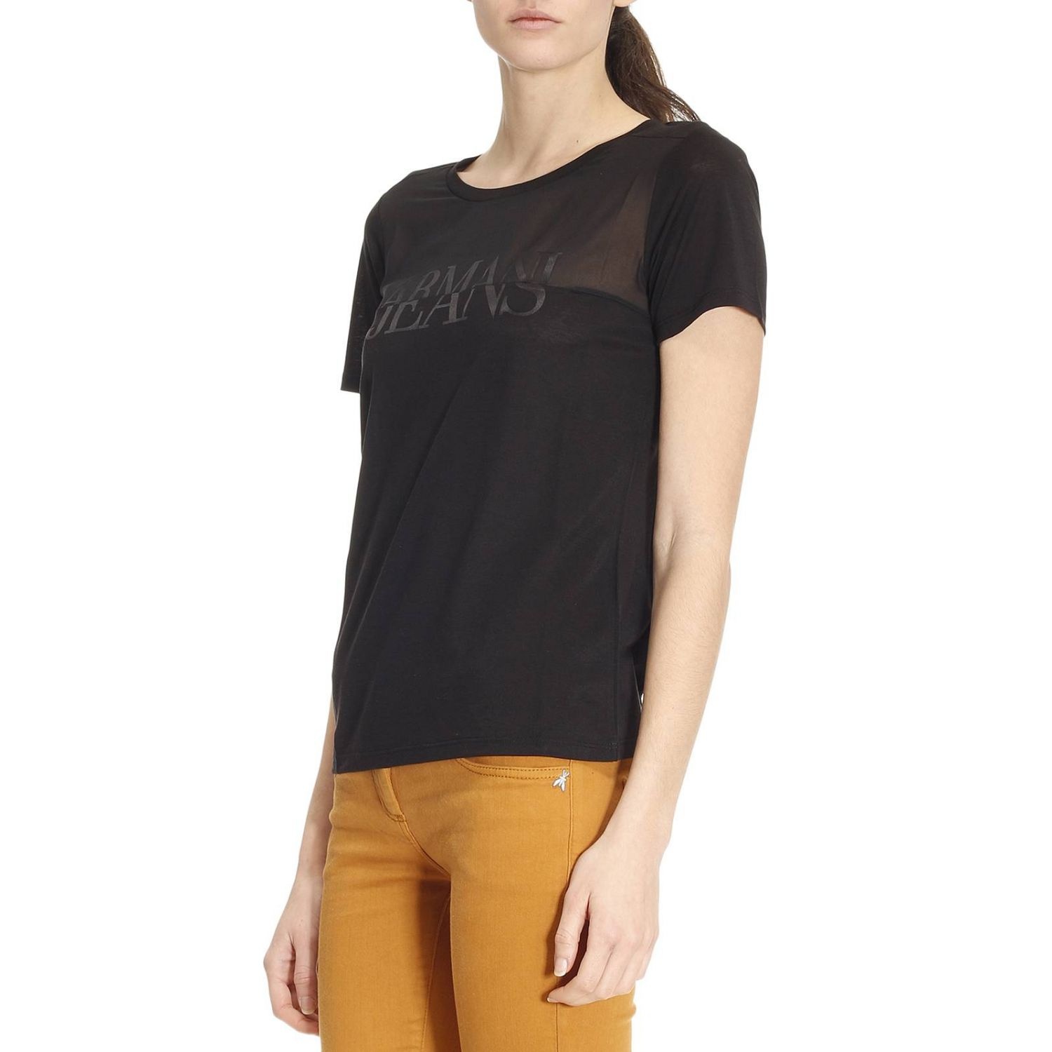 Shop Armani Jeans Logo Details T-shirt In Black
