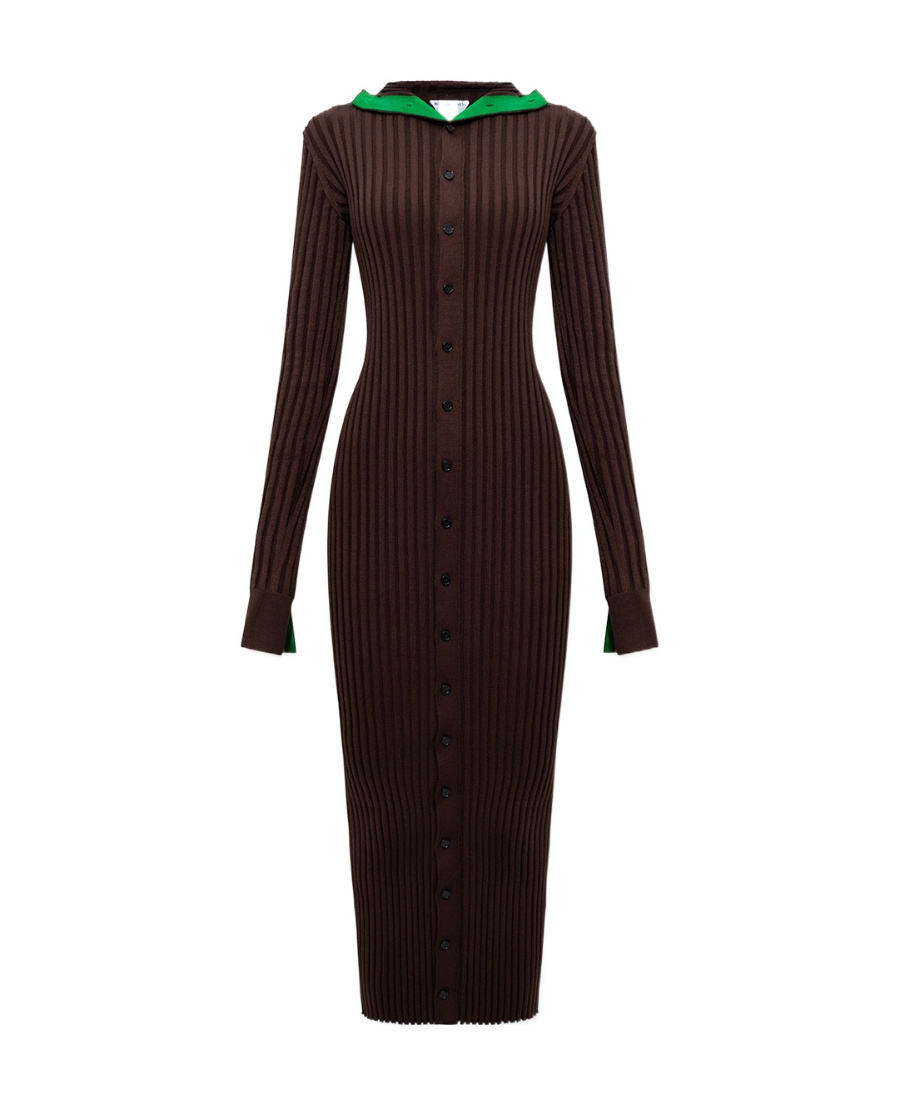 Bottega Veneta Logo Silk Hooded Dress In Black