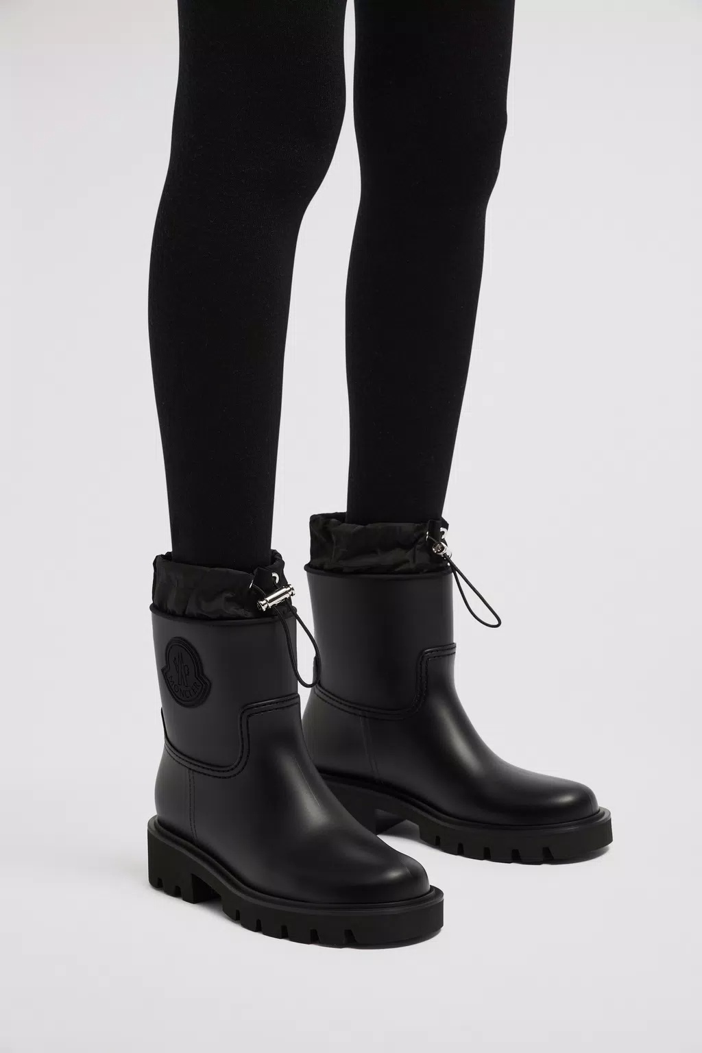 Moncler Kickstream Rubber Wellington Ankle Boots In Black