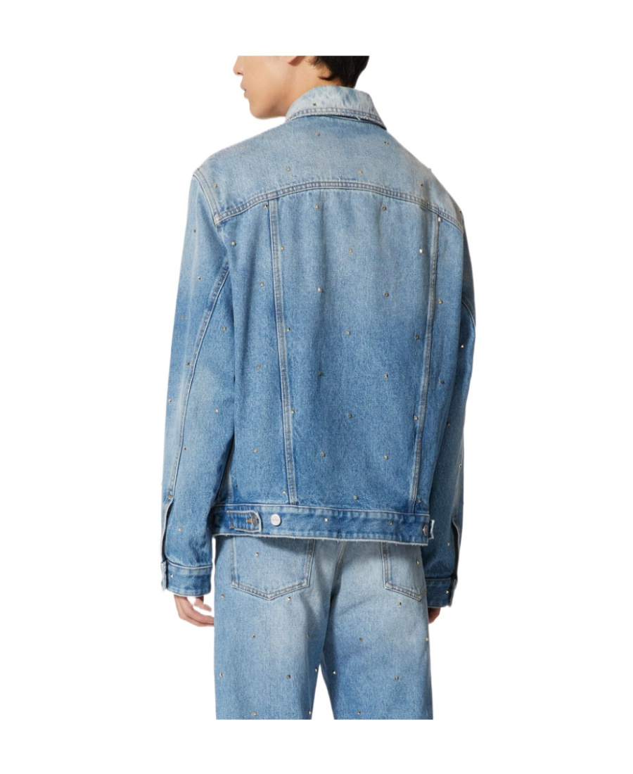 Valentino Buttoned Long-sleeved Denim Jacket In Blue