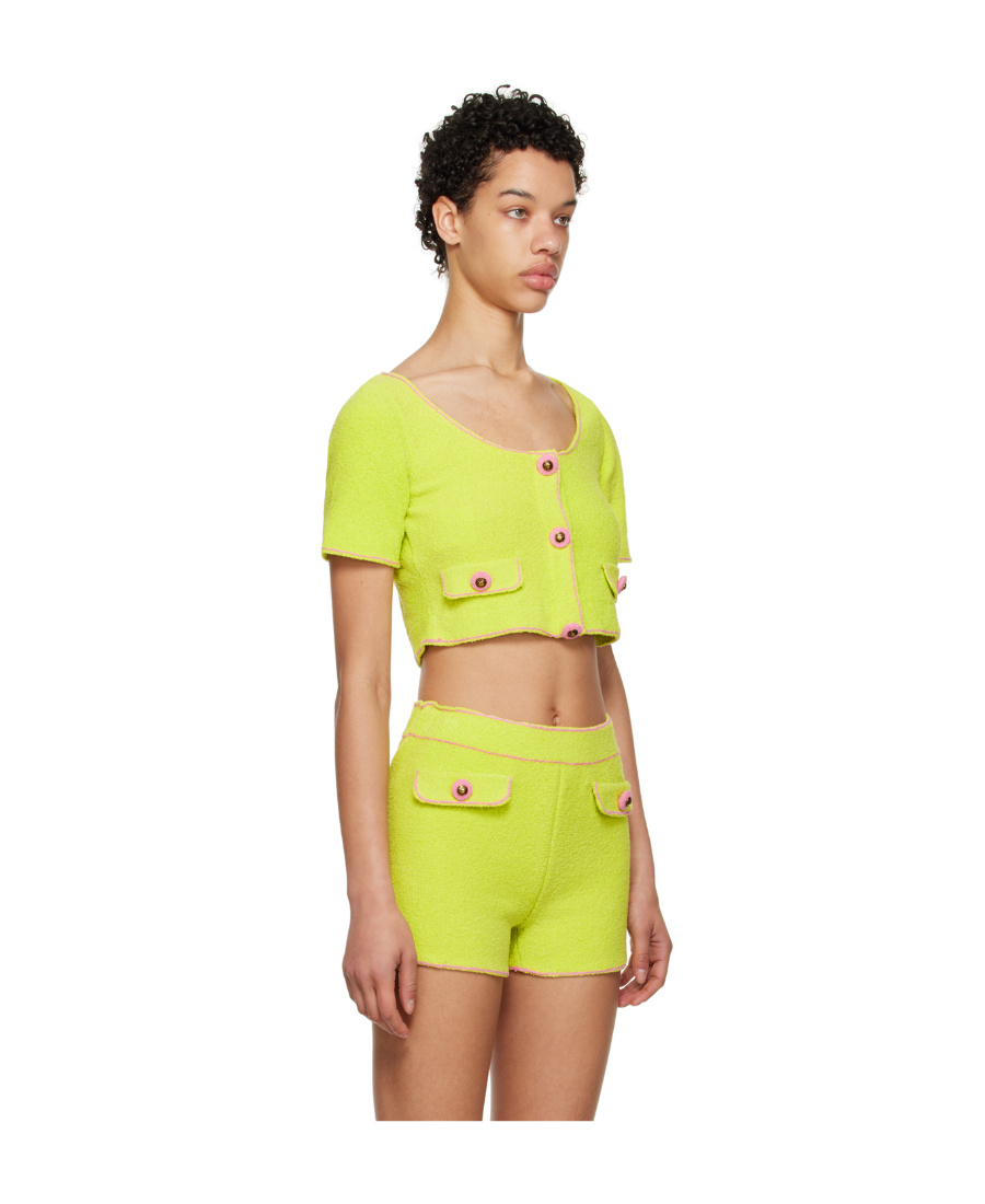 Shop Moschino Flip Bag Cardigan In Yellow