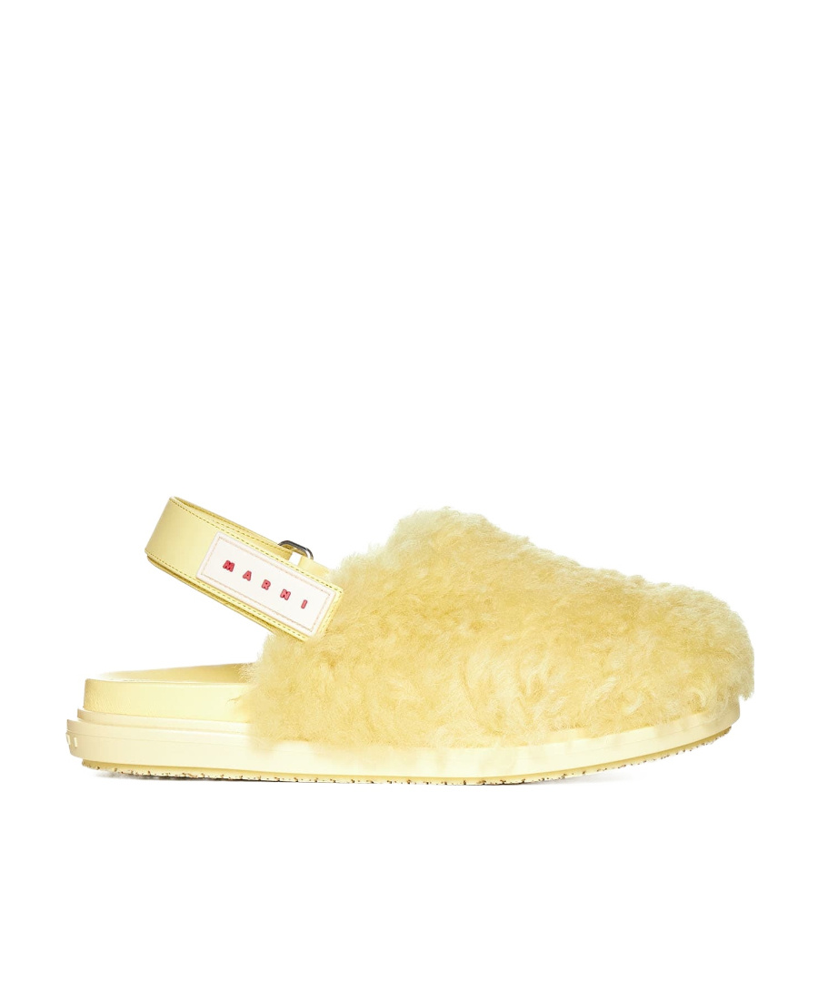 Marni Light Yellow Shearling Sabot In Yellow