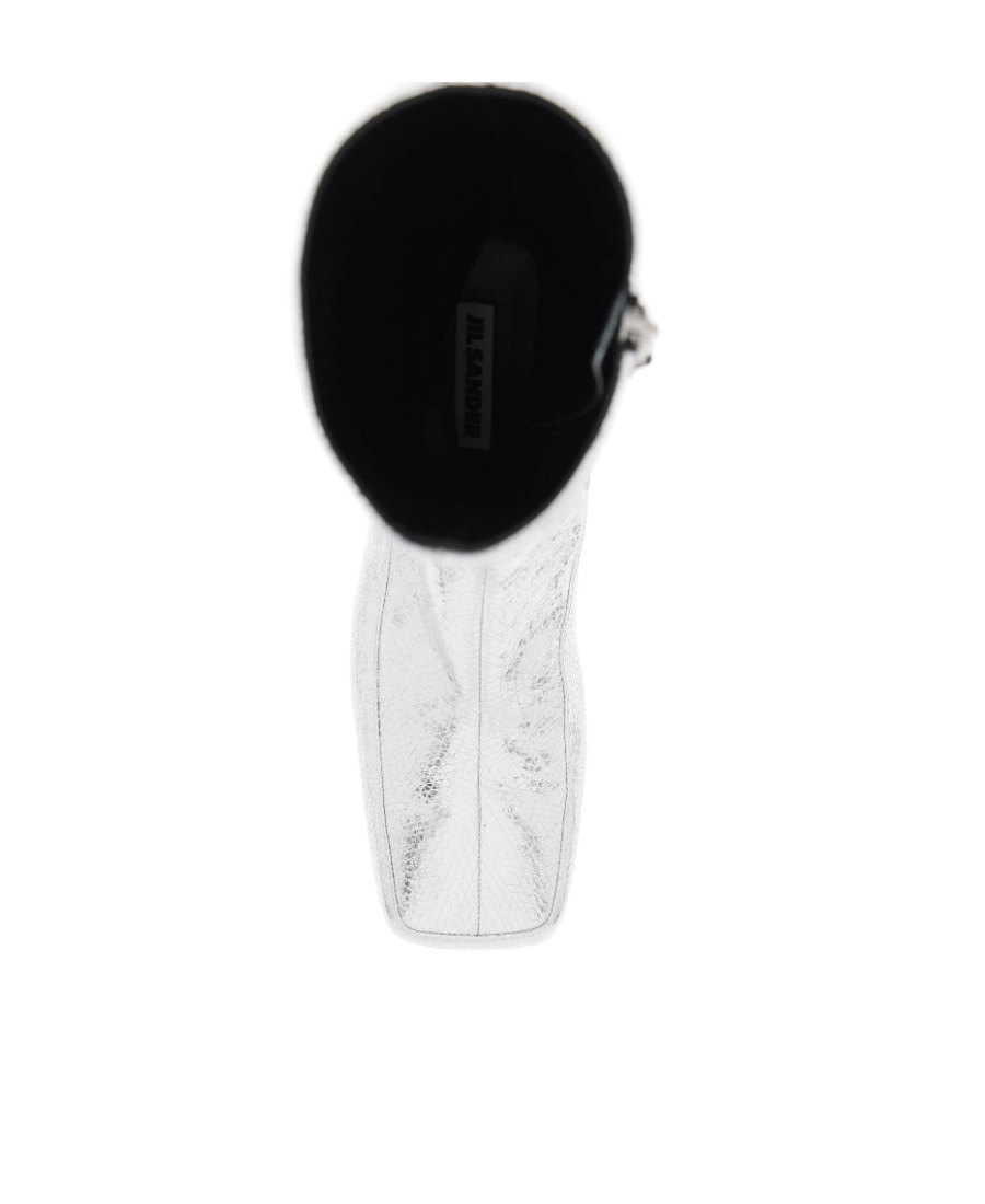 Jil Sander Cracked-effect Laminated Leather Boots In White