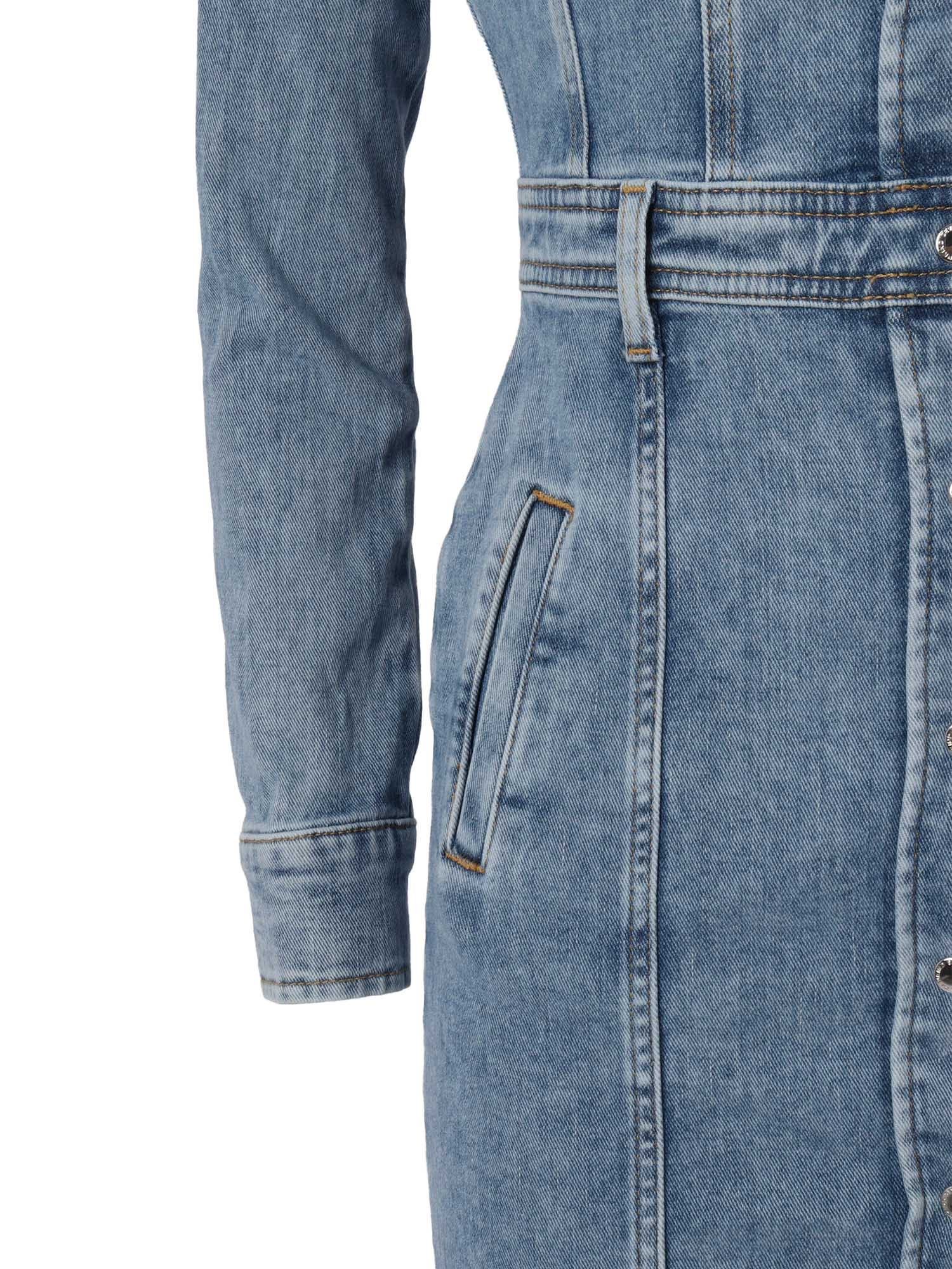 7 For All Mankind Button-down Denim Blouse Dress In Blue